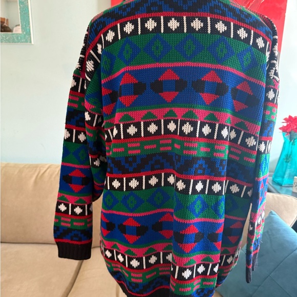 Vintage Multicolored 80s 90s Geometric Crewneck Sweater Womens L Large Vibrant - Picture 4 of 6